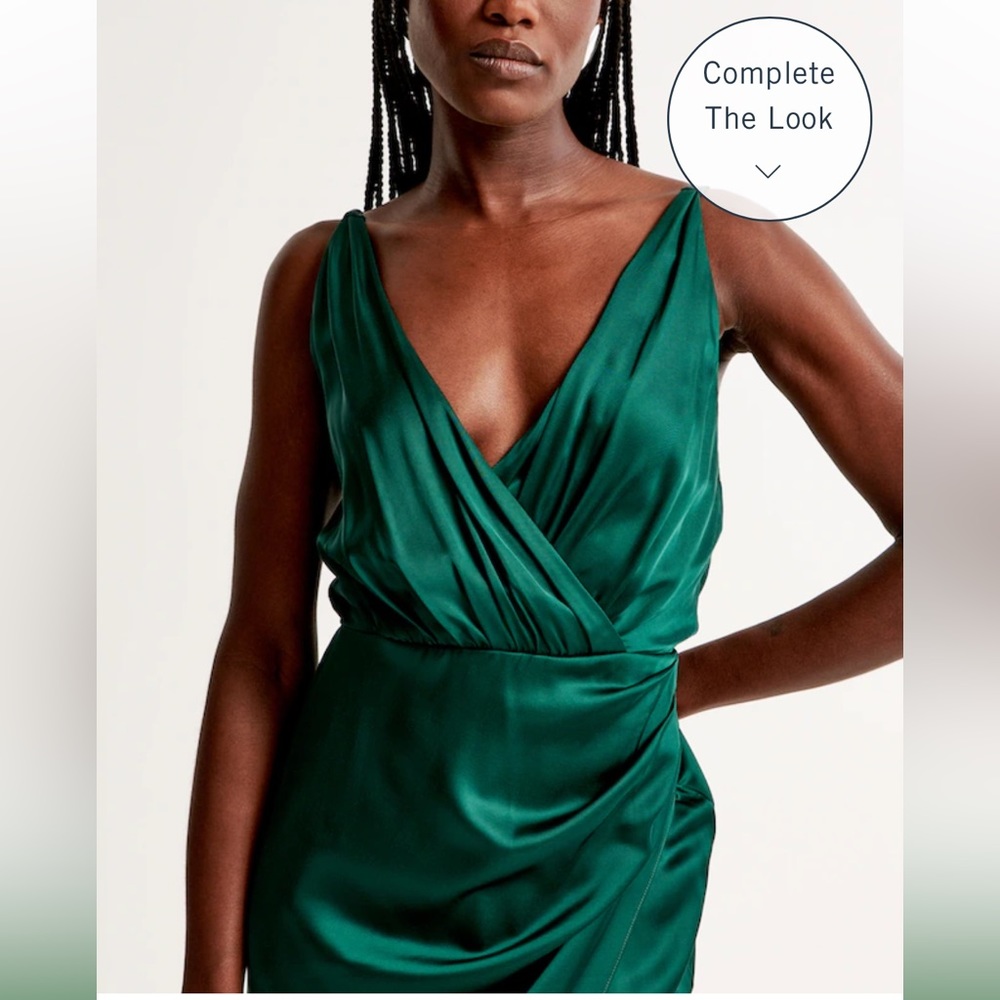 Satin draped wrap midi dress